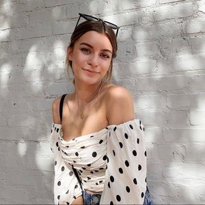 Zara polka dot off the shoulder top